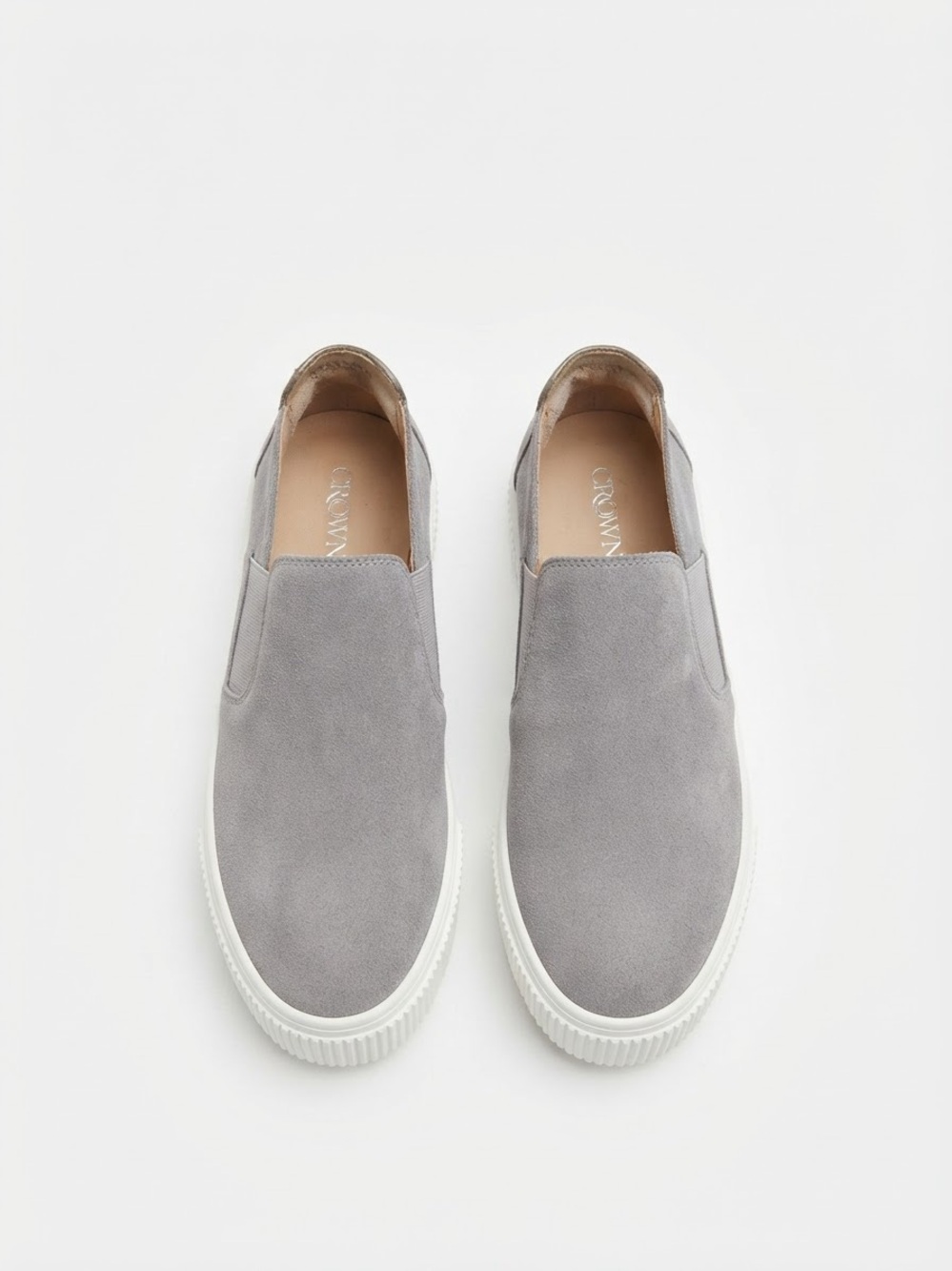Crown Vintage Gray Suede Slip-On Sneakers Shoes Size 7 MK p pop